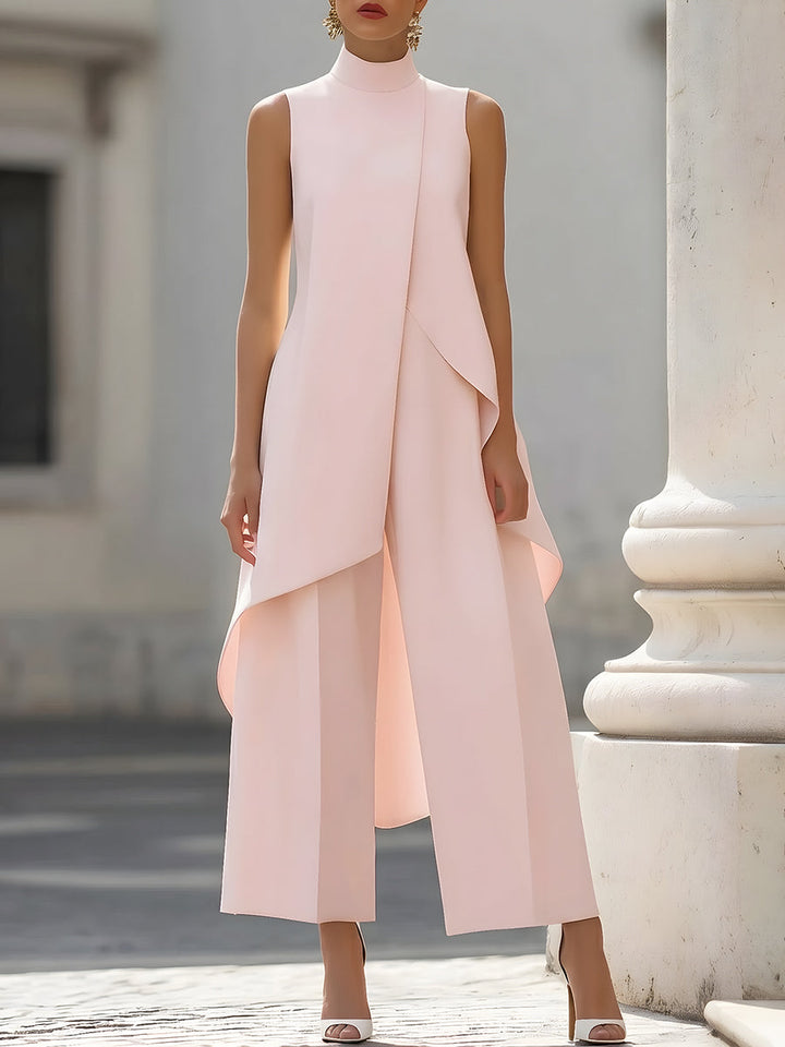 Lesley | Sculpted High-Neck Wide-Leg Jumpsuit for Women