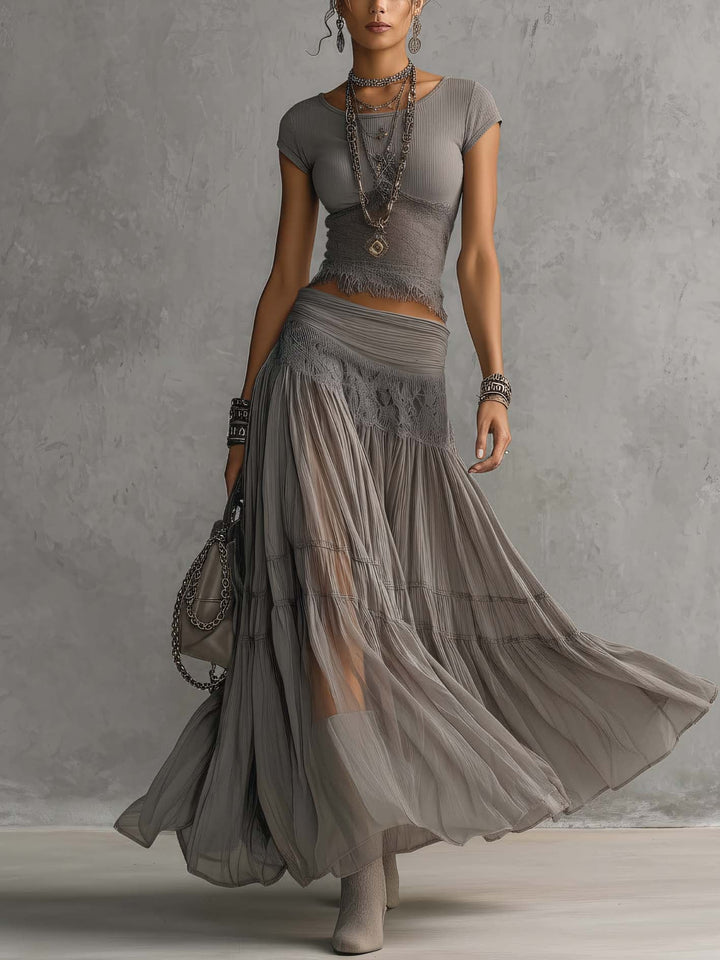 Adrienne | Elegant Lace Two-Piece Maxi Set