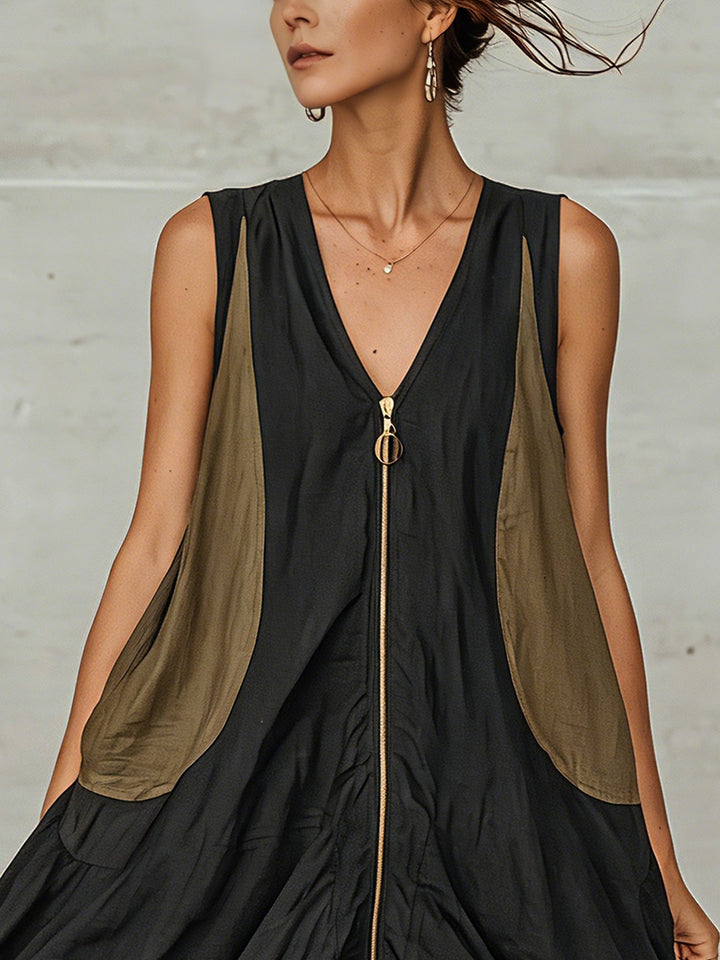 Felicity | Colorblock Mini Tulip Dress with Front Zip