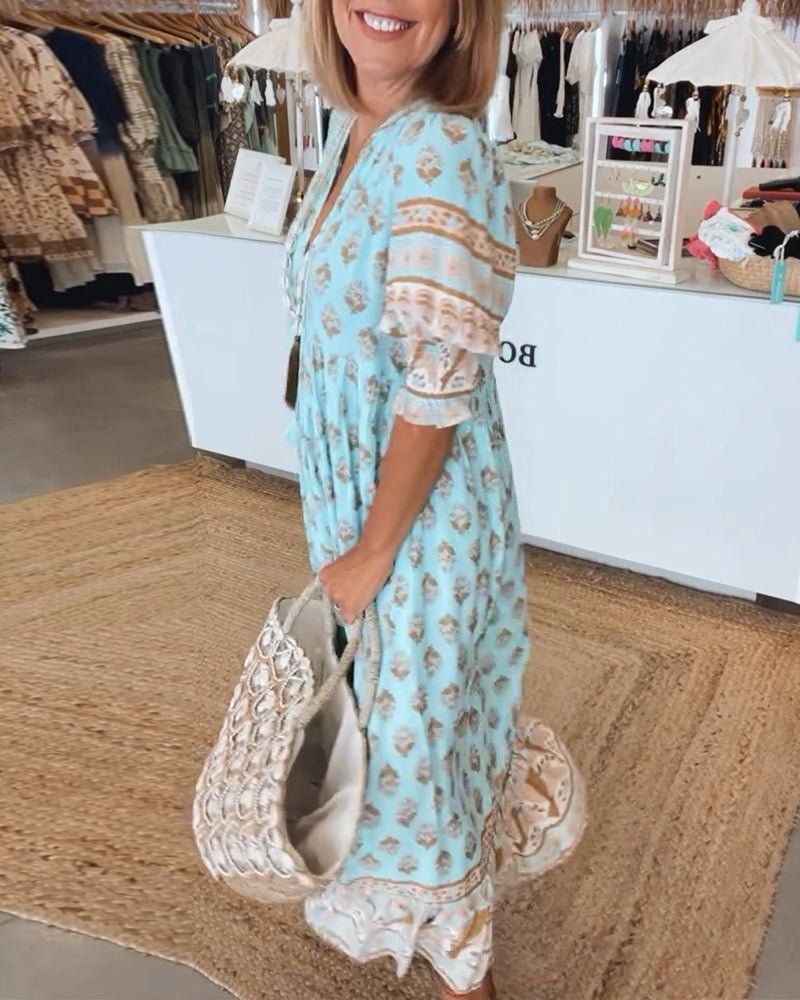 Elina | Chic Floral V-Neck Dress