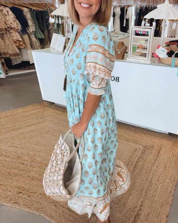 Elina | Chic Floral V-Neck Dress