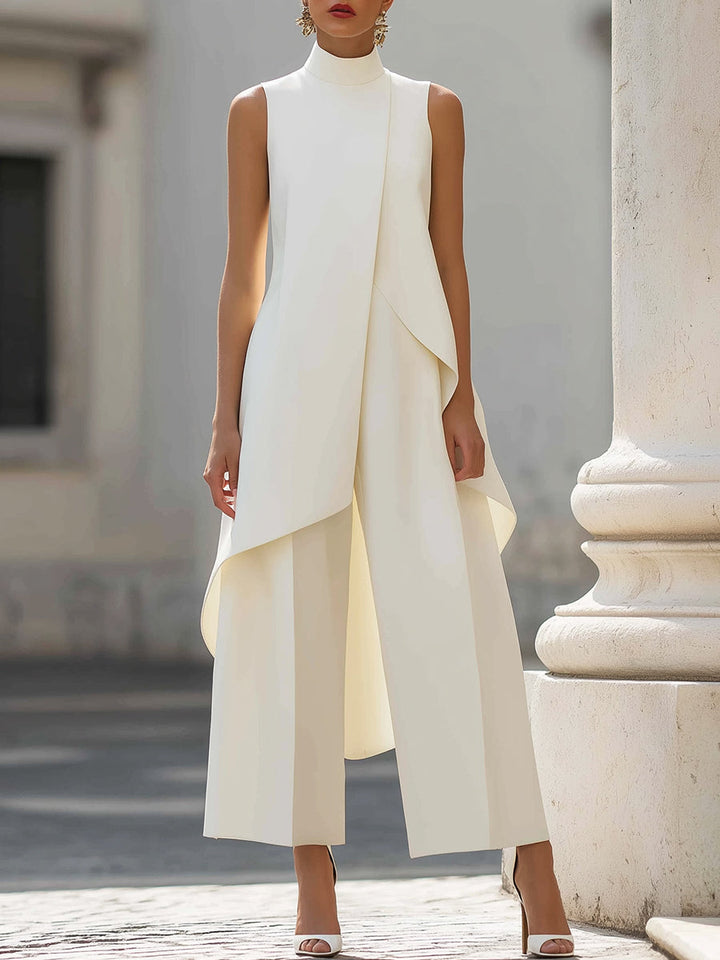 Lesley | Sculpted High-Neck Wide-Leg Jumpsuit for Women