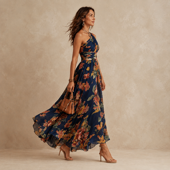 Elise | One-Shoulder Floral Maxi