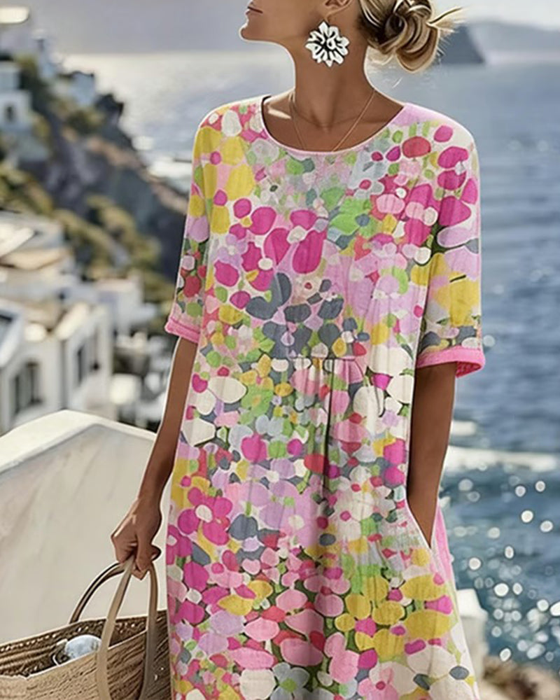 MAGALI™ - ELEGANT FLORAL SUMMER MIDI DRESS