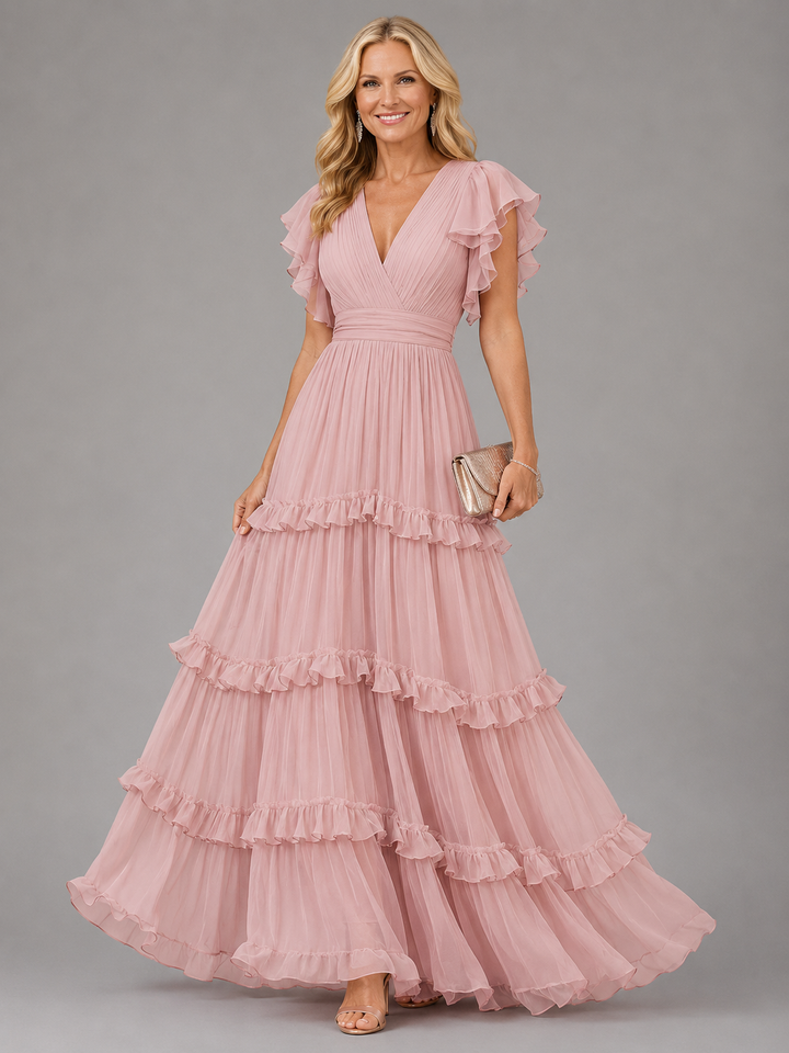 Annalisa | Light Pink Elegant Wedding Maxi Dress