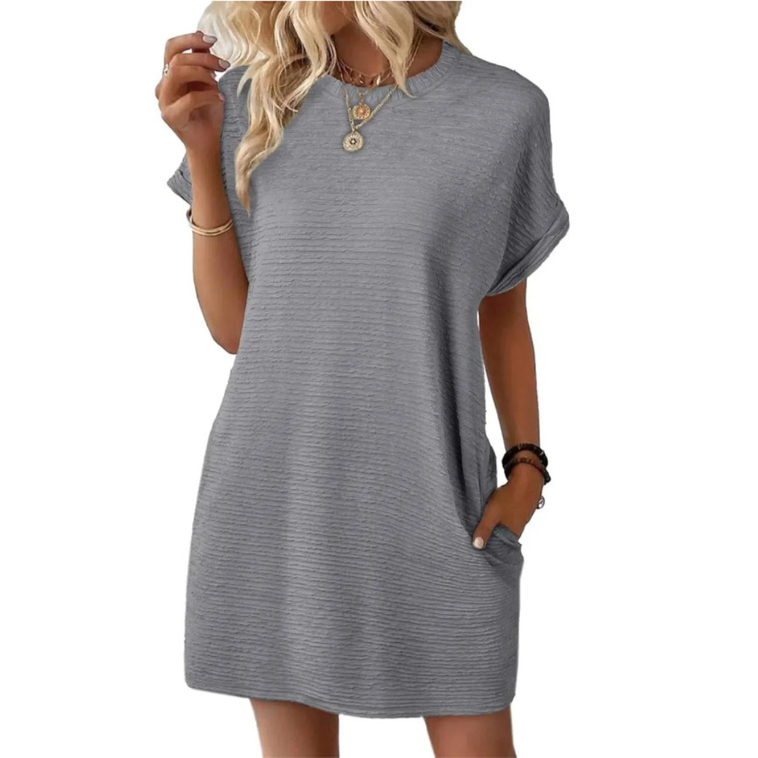 JOELLE – Casual Minimalist Round Neck Summer Dress