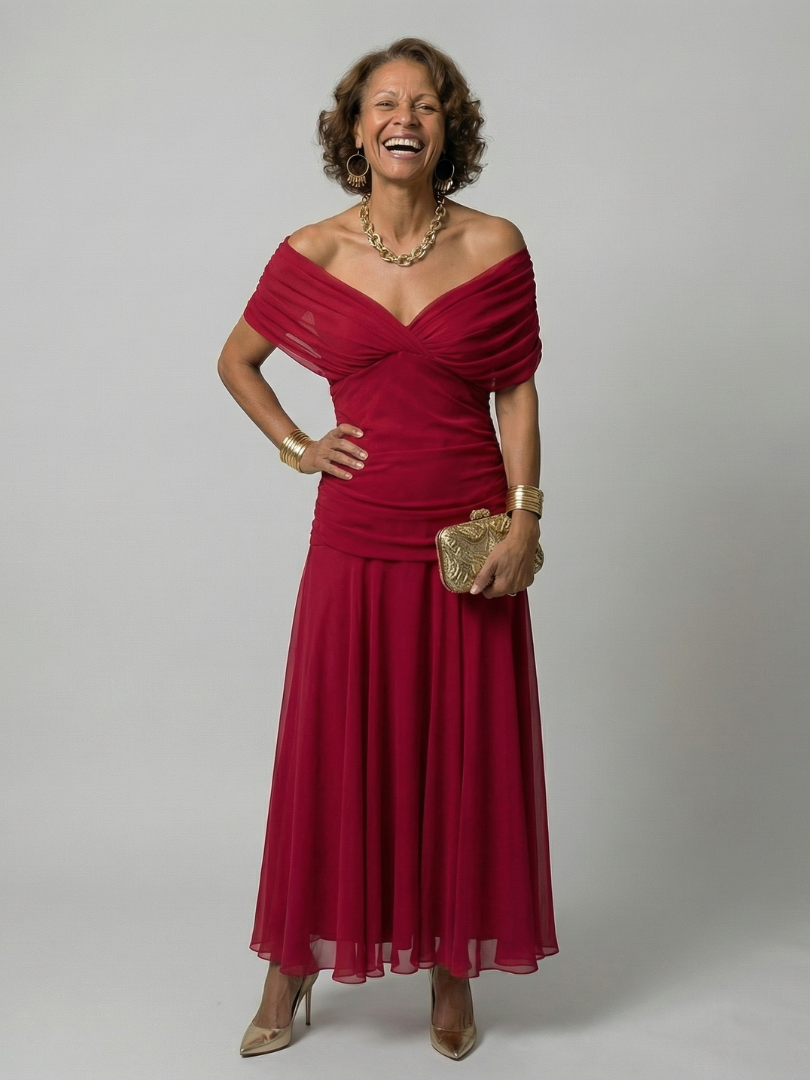 Annick | Off Shoulder Flow Midi Dresses
