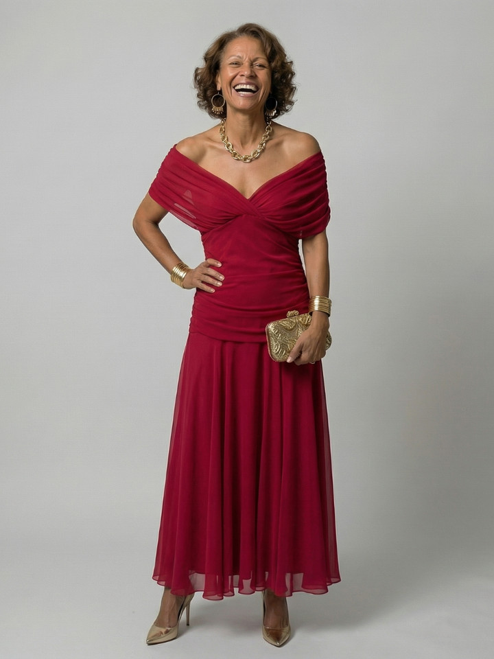 Annick | Off Shoulder Flow Midi Dresses