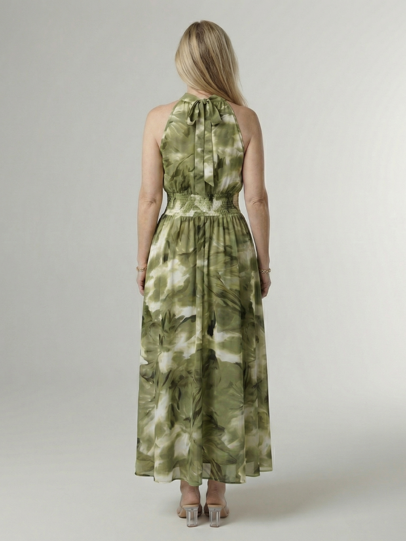 Adelia | Gathered Halter Midi Dress