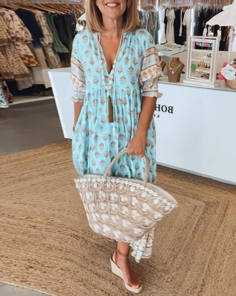 Elina | Chic Floral V-Neck Dress