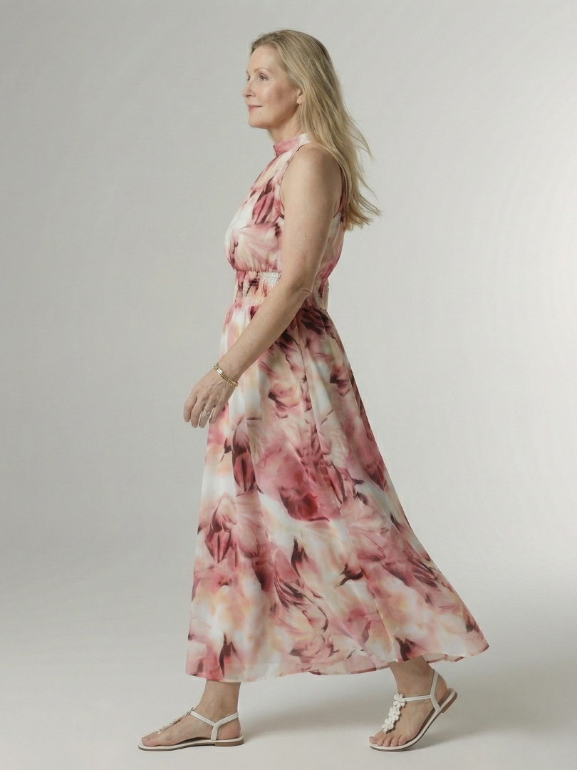 Adelia | Gathered Halter Midi Dress