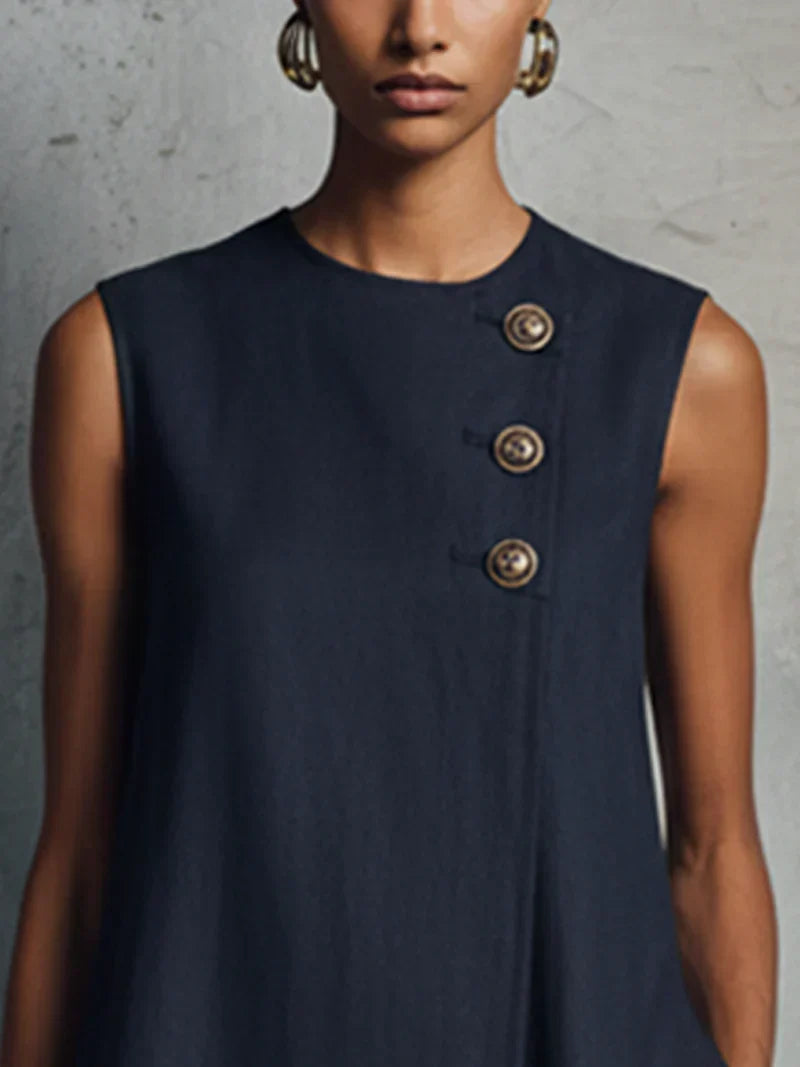 VIVIAN | ASYMMETRIC BUTTON MINI DRESS