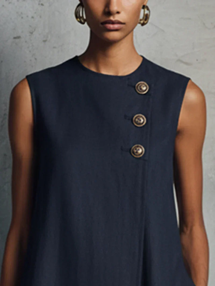 VIVIAN | ASYMMETRIC BUTTON MINI DRESS
