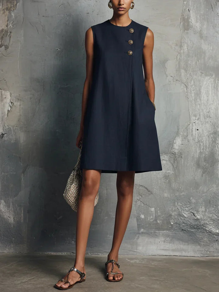 VIVIAN | ASYMMETRIC BUTTON MINI DRESS