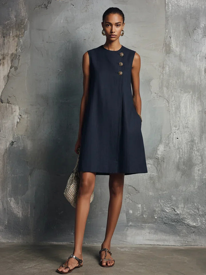 VIVIAN | ASYMMETRIC BUTTON MINI DRESS