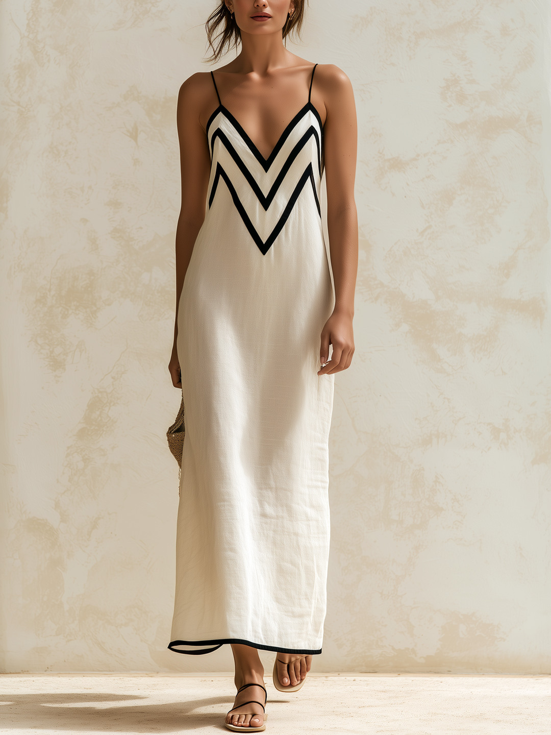 SILVANA | CONTRAST CHEVRON MAXI DRESS