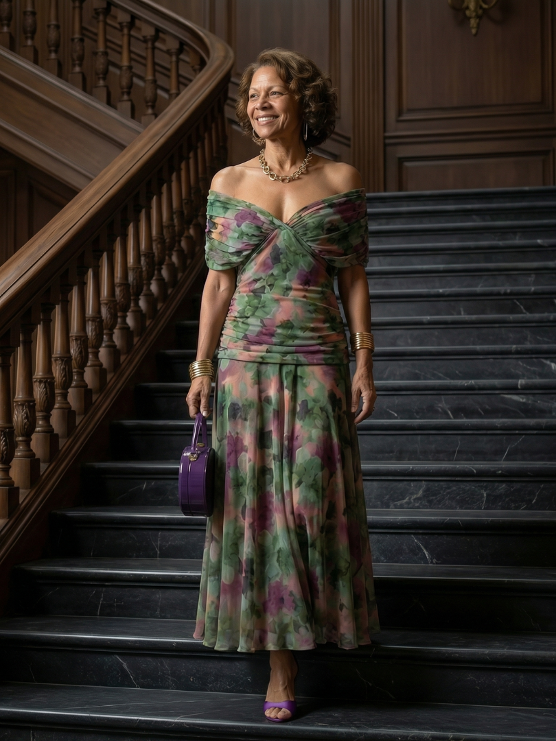 Annick | Off Shoulder Flow Midi Dresses
