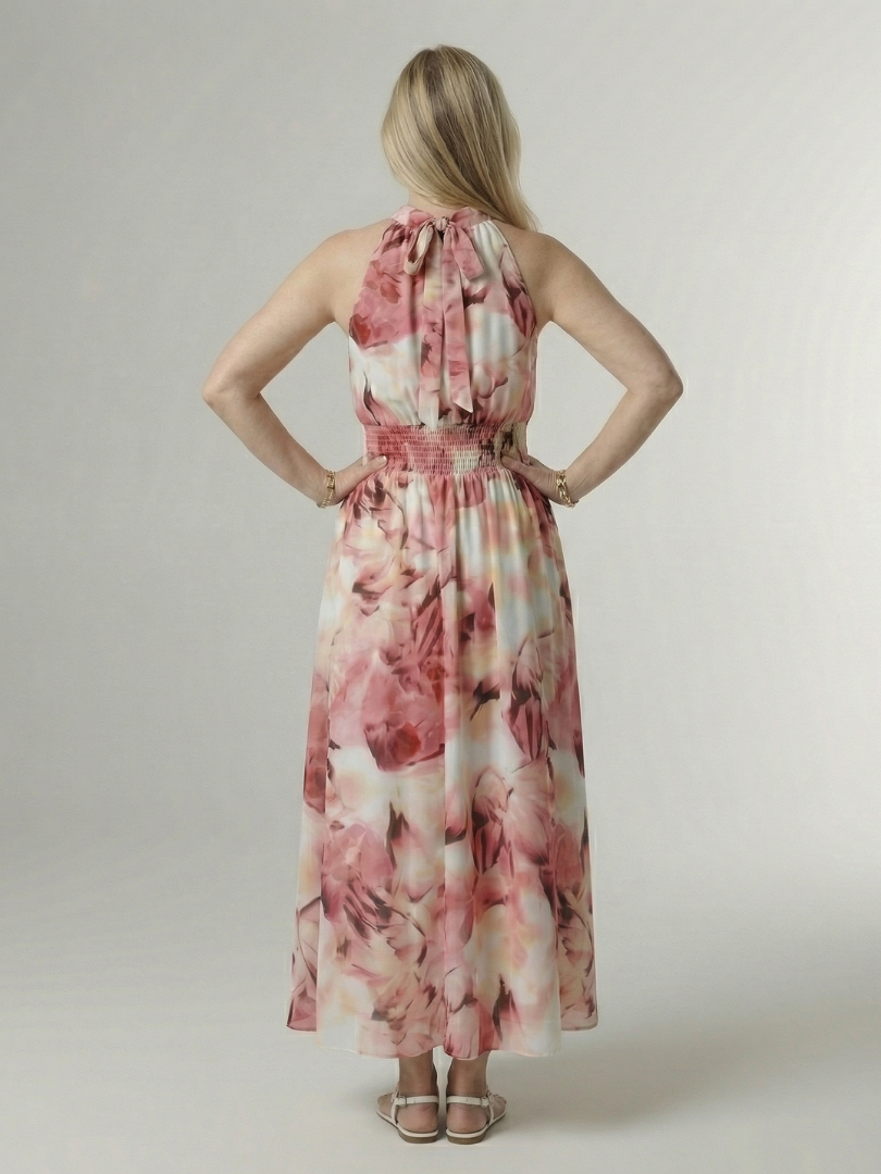 Adelia | Gathered Halter Midi Dress
