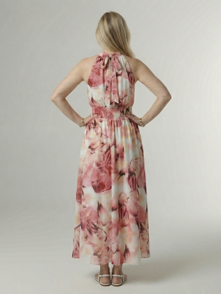 Adelia | Gathered Halter Midi Dress