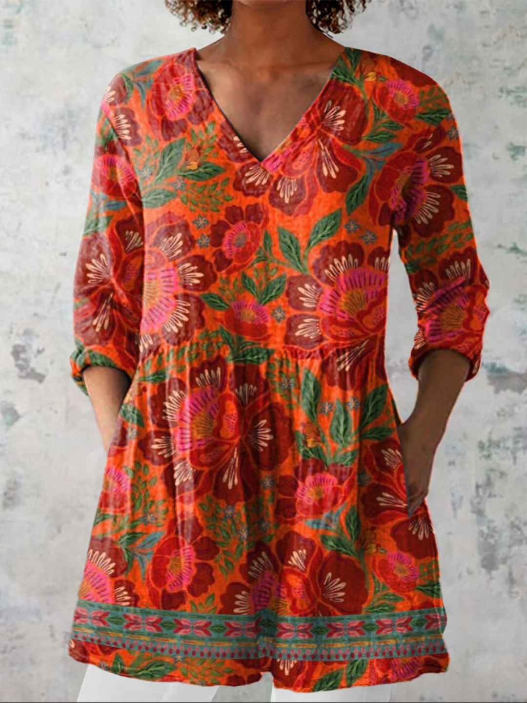 Amandine | Long Blouse with V-Neck