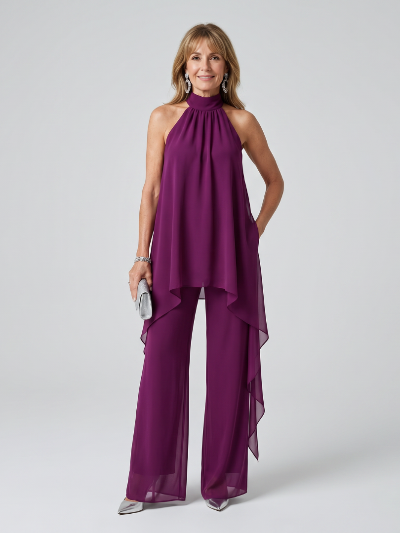 Angharad | Halter Neck Asymmetric Tunic Set