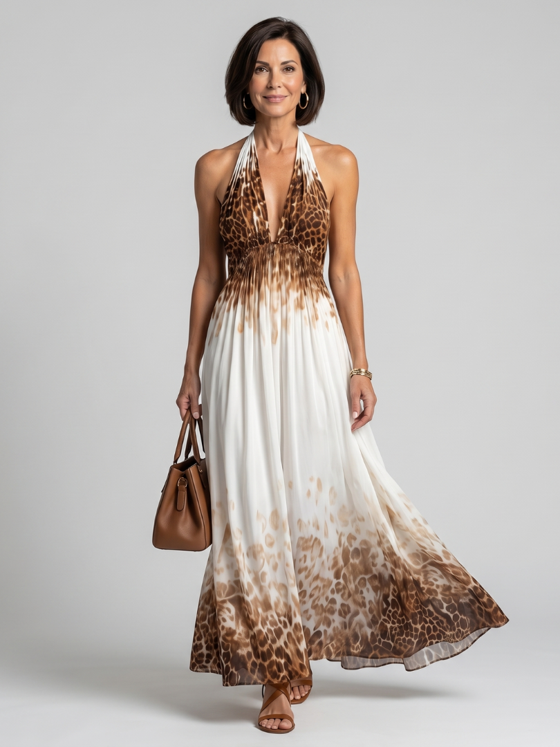 Harrow & Lane Pleated White Midi Dress