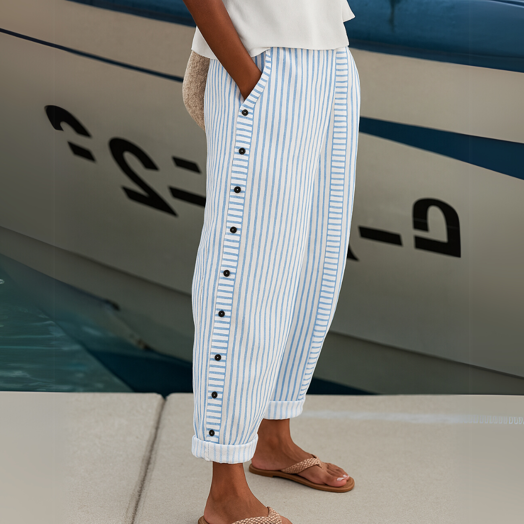 Graziella | Stylish Striped Button Pants