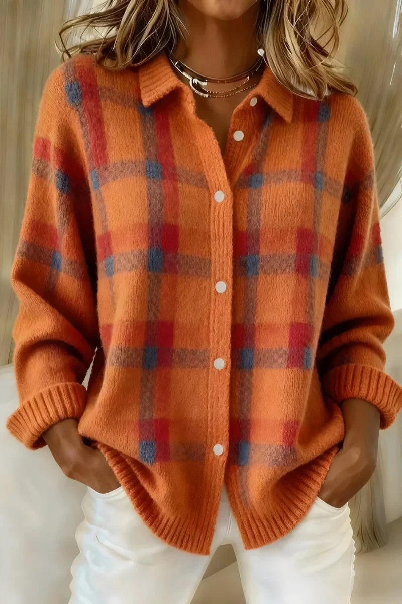 Doreen™ | Plaid Button-Up Knit Cardigan