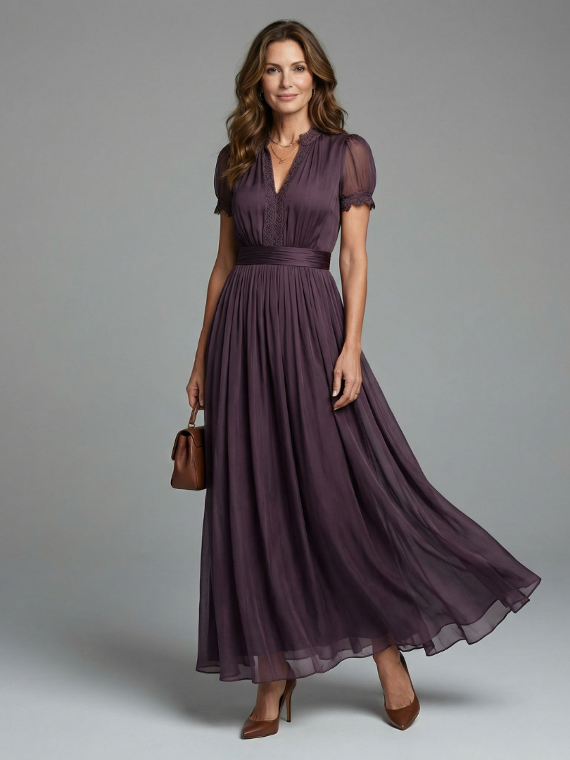 Orane | Gathered Waist Keyhole Maxi Dress