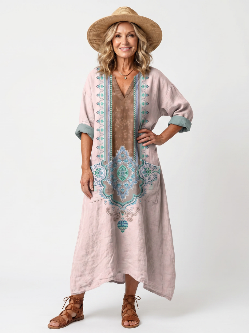 Sabine | Designer Panel Relaxed Pocket Midi Dress