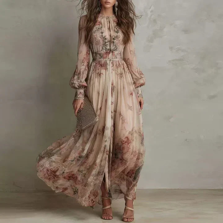 Clementine | Vintage Floral High-Waist Maxi Dress