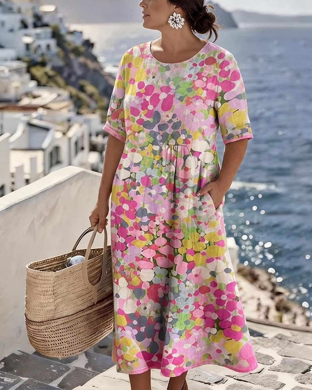 MAGALI™ - ELEGANT FLORAL SUMMER MIDI DRESS