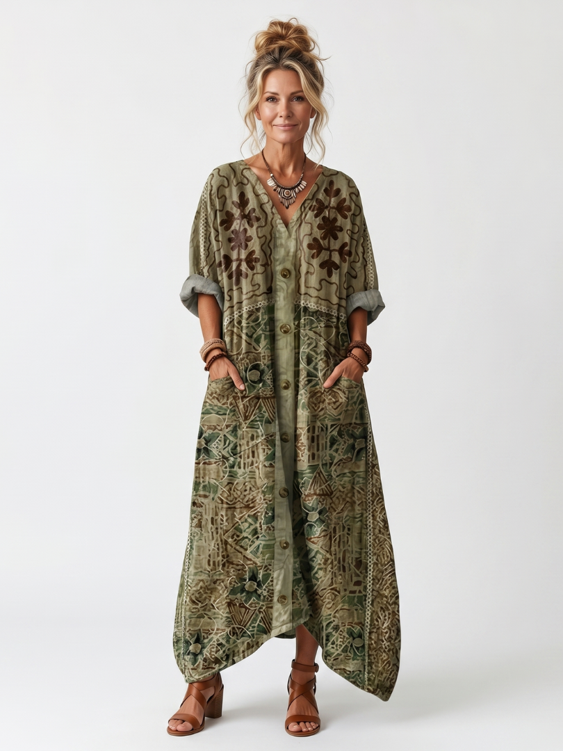 Daphne | Button Front Oversized Pocket Midi Dress