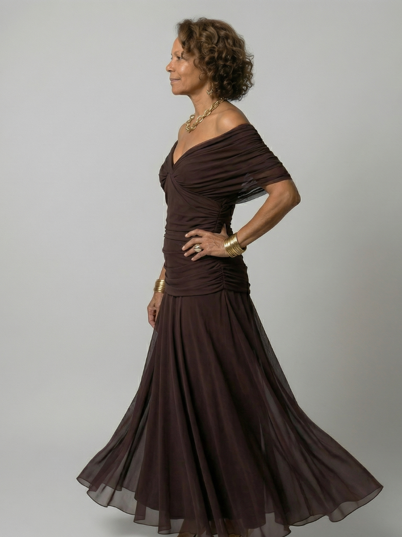 Annick | Off Shoulder Flow Midi Dresses