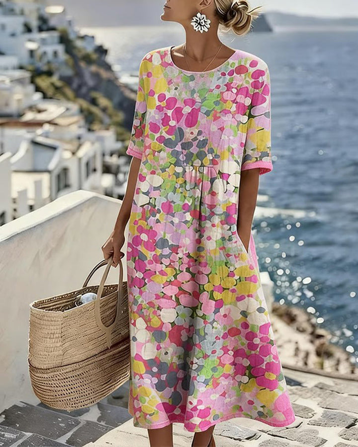MAGALI™ - ELEGANT FLORAL SUMMER MIDI DRESS