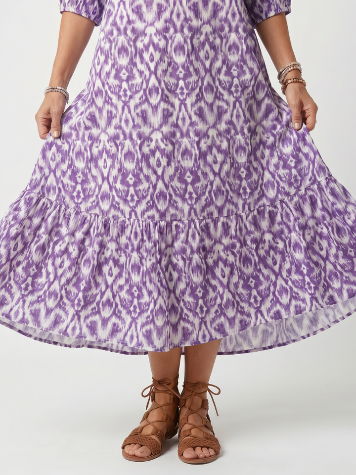 Constance | Printed Tassel Tie Midi Dress