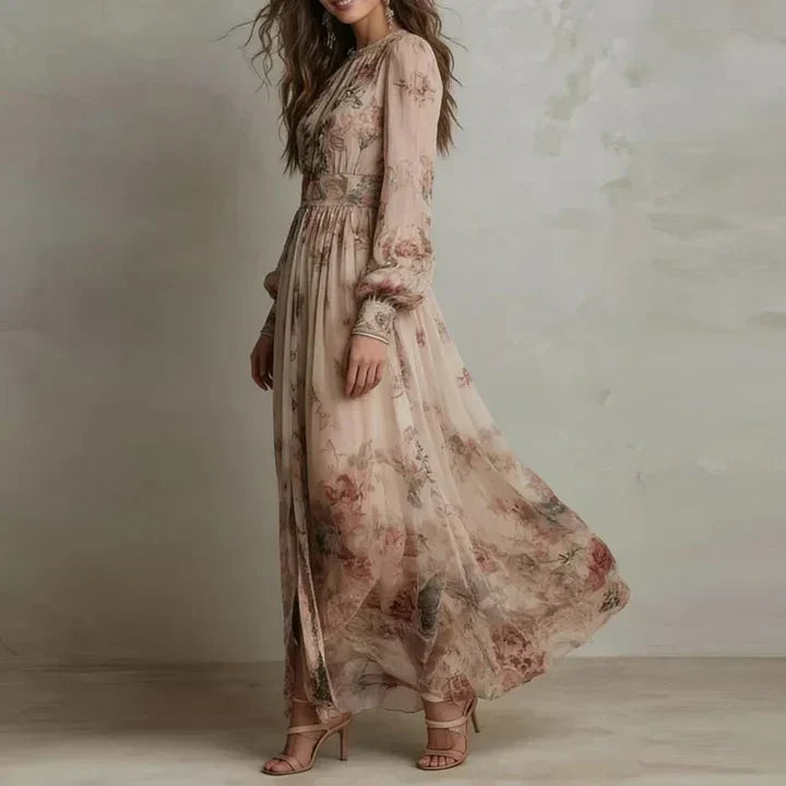 Clementine | Vintage Floral High-Waist Maxi Dress