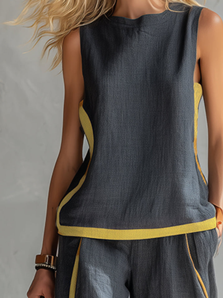 Elisa – Complete vest and trousers in two-tone grey