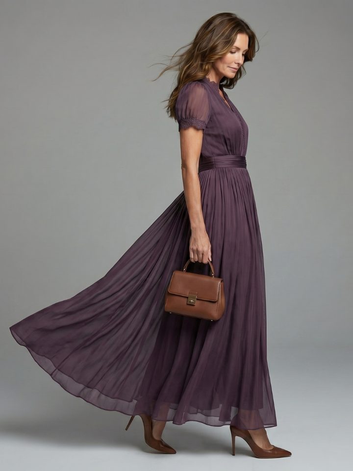 Orane | Gathered Waist Keyhole Maxi Dress