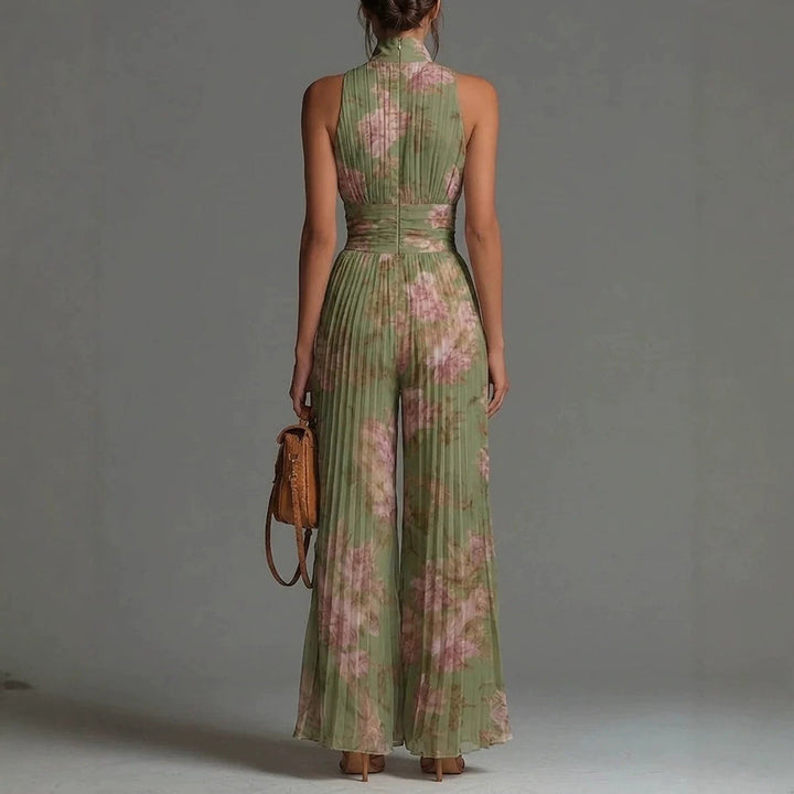 Kyla | Pleated Floral Chiffon Jumpsuit for Women
