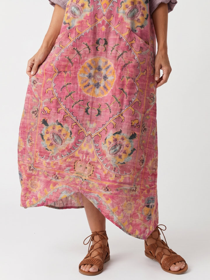 Ophelia | Abstract Print Relaxed Pocket Midi Dress