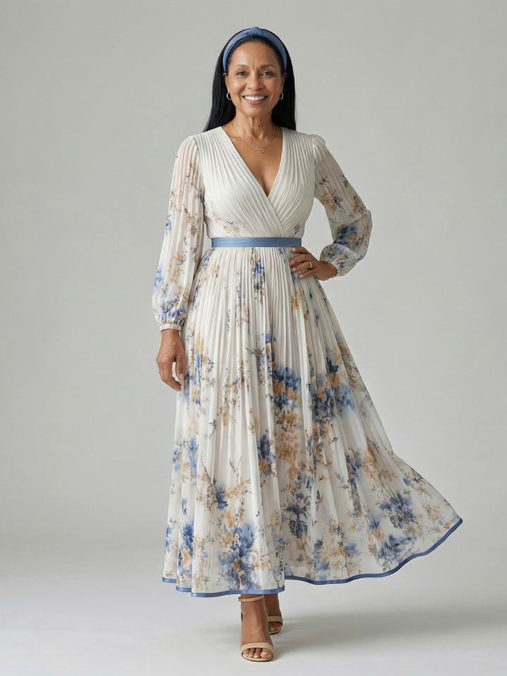 Benita | Pleated Wrap Midi Dress