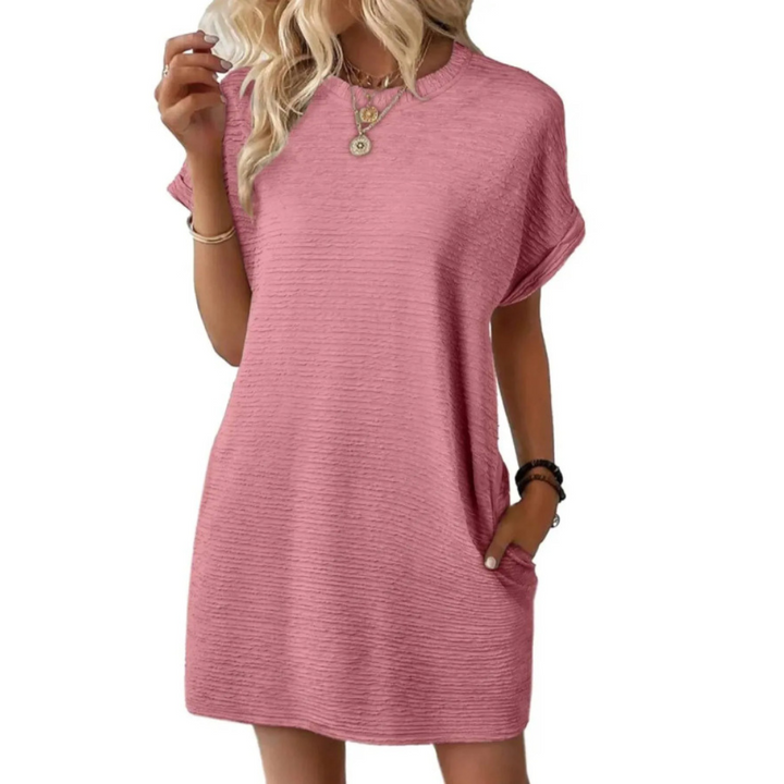 JOELLE – Casual Minimalist Round Neck Summer Dress
