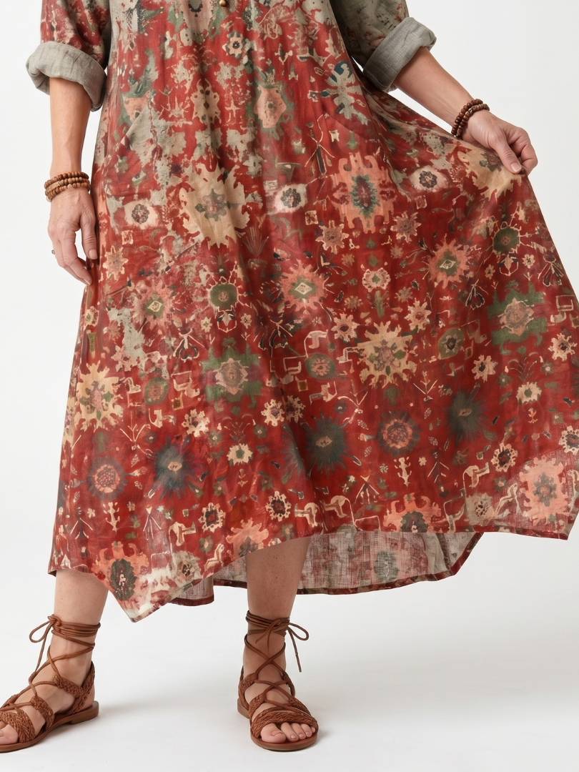 Juliet | Mixed Pattern Relaxed Pocket Midi Dress