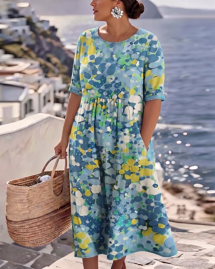 MAGALI™ - ELEGANT FLORAL SUMMER MIDI DRESS
