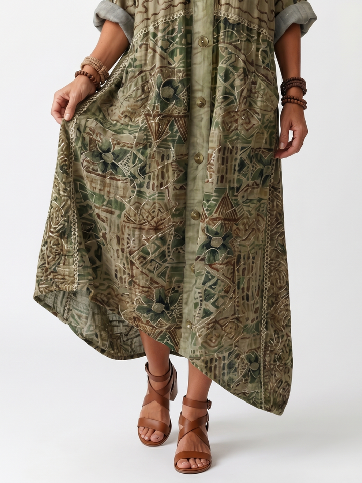 Daphne | Button Front Oversized Pocket Midi Dress