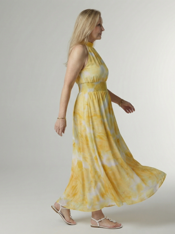 Adelia | Gathered Halter Midi Dress
