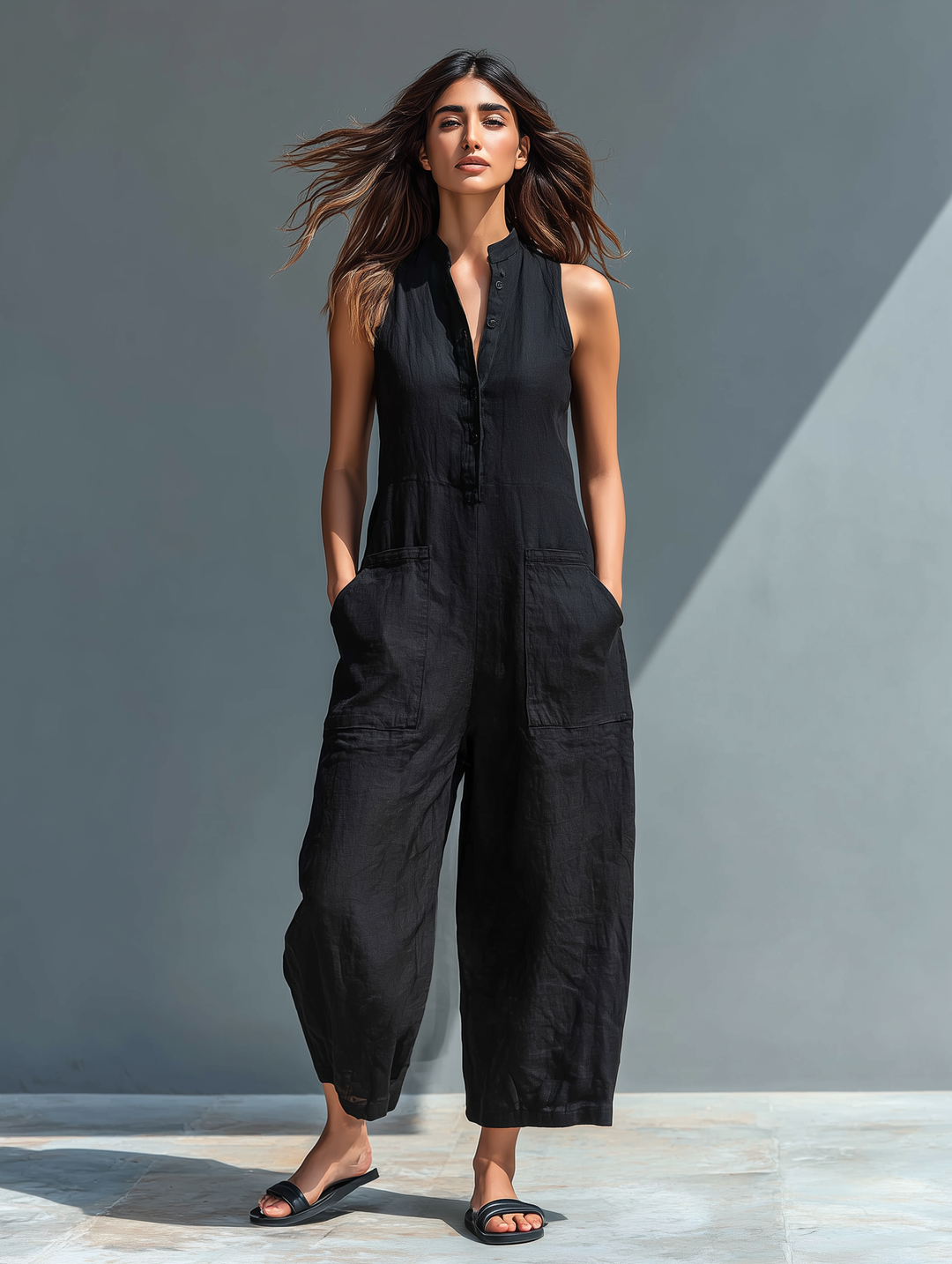Averil | Sleeveless Elegant Linen-Blend Jumpsuit