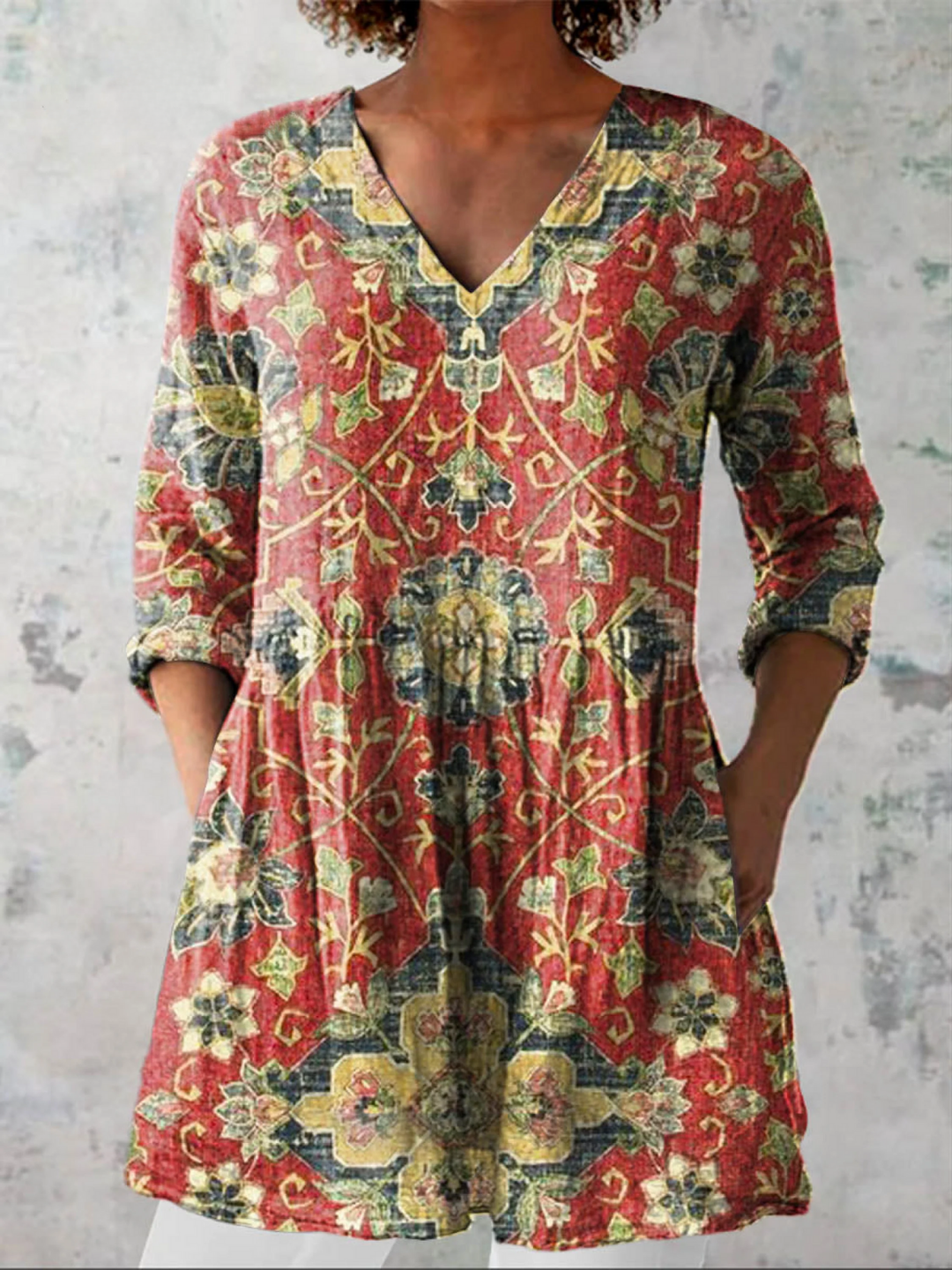 Claudette | Long Blouse with V-Neck