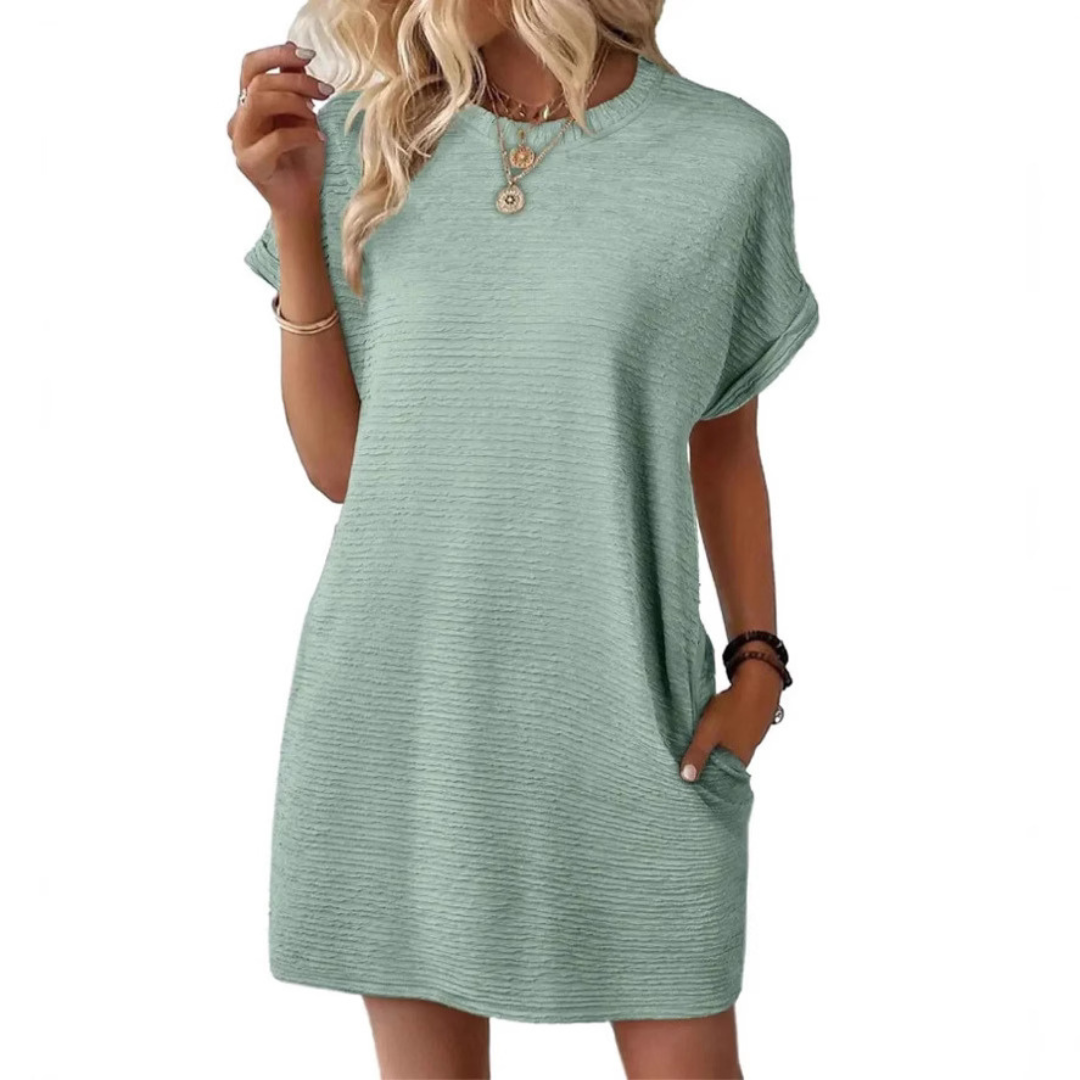 JOELLE – Casual Minimalist Round Neck Summer Dress